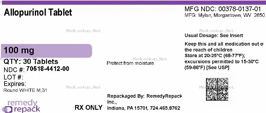 Allopurinol Tablet [Remedyrepack Inc.]