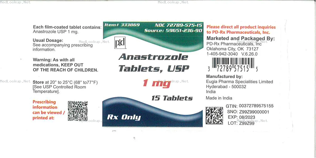 Anastrozole Tablet, Film Coated [Pd-Rx Pharmaceuticals, Inc.]