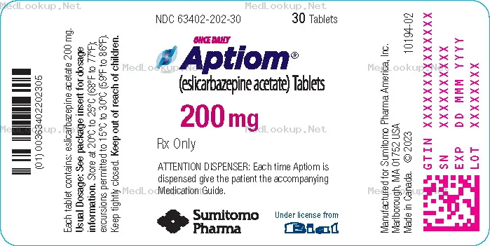 Aptiom (Eslicarbazepine Acetate) Tablet